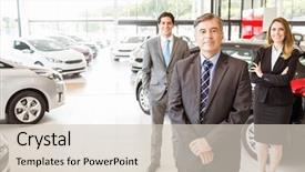  Presentation with team group - Cool new PPT layouts with sales - group of smiling business team backdrop and a soft green colored foreground