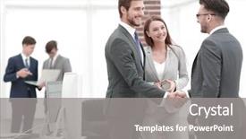  Presentation with sales - Slide set consisting of sales - handshake business partners background and a gray colored foreground