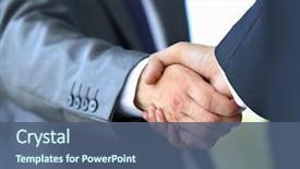  Presentation with handshake - Amazing slide set having sales - handshake in office backdrop and a ocean colored foreground