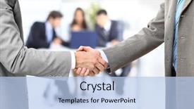  Presentation with business and politics handshake - PPT layouts featuring sales - handshake isolated on business background background and a light blue colored foreground