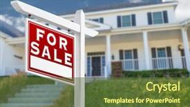  Presentation with real estate for sale - Presentation theme enhanced with sales - left facing for sale real background and a tawny brown colored foreground