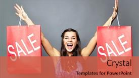  Presentation with church sale - Presentation consisting of sales - portrait of joyful brunette background and a red colored foreground