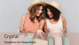  Presentation with women e commerce clothes - Amazing slide set having sales - portrait of two smiling young backdrop and a coral colored foreground