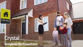  Presentation with realtor - Beautiful presentation theme featuring sales - realtor outside house for sale backdrop and a tawny brown colored foreground