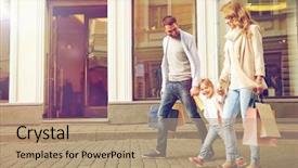  Presentation with family shopping - Beautiful theme featuring sales - sale consumerism and people concept backdrop and a coral colored foreground