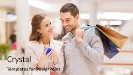  Presentation with young happy couple - Slides featuring sales - sale consumerism technology and people background and a lemonade colored foreground