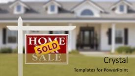  Presentation with for sale sign - Audience pleasing presentation theme consisting of sales - sold home for sale sign backdrop and a gold colored foreground