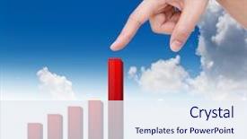  Presentation with points - Audience pleasing slides consisting of increase sales - woman's hand points up backdrop and a sky blue colored foreground