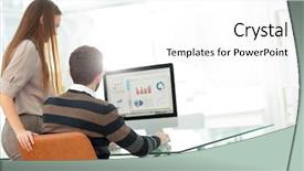  Presentation with managers - Slide deck featuring sales - working process managers team work background and a white colored foreground