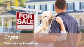  Presentation with estate - Slide set featuring sales - young adult couple facing front background and a coral colored foreground