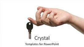  Presentation with violin key - Colorful slide deck enhanced with sales achievement house structure - hand with key backdrop and a white colored foreground