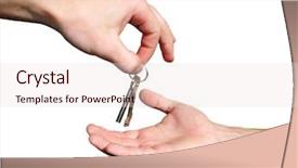  Presentation with key - PPT layouts consisting of sales achievement house structure - hands with key background and a lemonade colored foreground