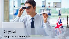  Presentation with sales - Amazing presentation design having sales agent working in travel backdrop and a light blue colored foreground