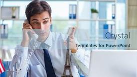  Presentation with sales - Audience pleasing PPT layouts consisting of sales-agent-working-in-travel backdrop and a light blue colored foreground