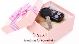  Presentation with car accidents - Colorful presentation design enhanced with sales alarm systems - car keys in present box backdrop and a  colored foreground