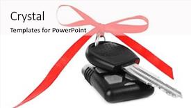 Presentation with red heart key - Beautiful slide set featuring sales alarm systems - car keys with red bow backdrop and a  colored foreground