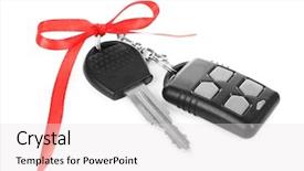  Presentation with red heart key - Colorful slide deck enhanced with sales alarm systems - car keys with red bow backdrop and a white colored foreground