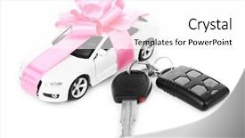  Presentation with car sales - Audience pleasing PPT theme consisting of sales alarm systems - keys and car with pink backdrop and a  colored foreground