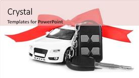 Presentation with car sales - Audience pleasing PPT theme consisting of sales alarm systems - keys with red bow near backdrop and a lemonade colored foreground