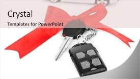  Presentation with red heart key - PPT theme enhanced with sales alarm systems - keys with red bow background and a  colored foreground