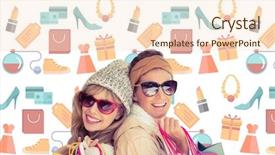  Presentation with digital image - PPT layouts featuring sales animations - beautiful women holding shopping bags background and a lemonade colored foreground