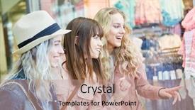  Presentation with fashion - Amazing PPT layouts having sales animations - group of female friends admires backdrop and a coral colored foreground