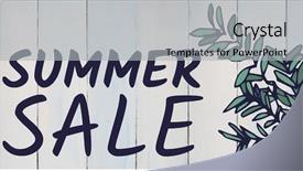  Presentation with purple green - Audience pleasing slide set consisting of sales animations - purple summer sale text backdrop and a light gray colored foreground