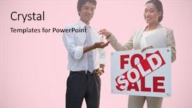  Presentation with people - Presentation design with sales animations - two people holding for sale background and a lemonade colored foreground