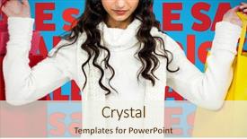  Presentation with colored - Colorful slide deck enhanced with sales animations - woman with christmas hat holding backdrop and a sky blue colored foreground