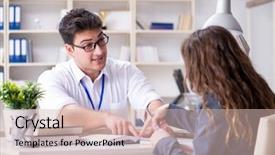  Presentation with sales - Theme featuring sales assistant discussing transaction background and a soft green colored foreground