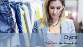  Presentation with sales contest launch - Colorful presentation theme enhanced with sales assistant in clothing store backdrop and a  colored foreground