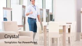  Presentation with furniture - Beautiful presentation theme featuring sales assistant in furniture store backdrop and a lemonade colored foreground