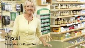  Presentation with sales - PPT theme having sales assistant in health food background and a yellow colored foreground