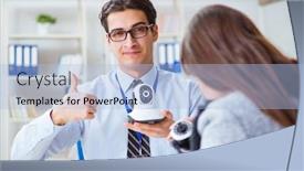  Presentation with cameras - Amazing theme having sales assistant showing cameras backdrop and a light blue colored foreground