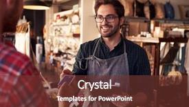  Presentation with credit card - Amazing theme having sales assistant with credit card backdrop and a tawny brown colored foreground