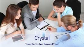  Presentation with team training - PPT theme consisting of business team working on their background and a sky blue colored foreground