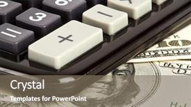  Presentation with business growth dollar - Amazing PPT theme having sales budget - business concept dollars calculator backdrop and a violet colored foreground