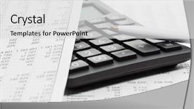  Presentation with accounting budget - Slide deck having sales budget - financial accounting pen and calculator background and a light gray colored foreground