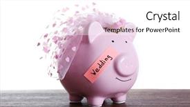  Presentation with piggy bank - Slides consisting of sales budget - piggy bank with wedding veil background and a white colored foreground