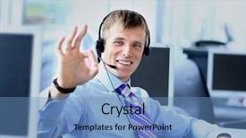  Presentation with 3d man business leader - Amazing theme having sales call - happy business man going thumbs backdrop and a teal colored foreground