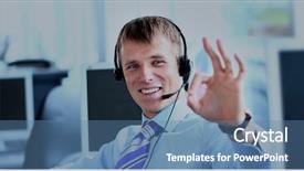  Presentation with 3d man business leader - PPT layouts consisting of sales call - happy business man going thumbs background and a teal colored foreground