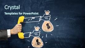  Presentation with phone - Colorful PPT layouts enhanced with sales call - phone receiver in hand mixed backdrop and a ocean colored foreground