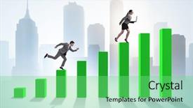  Presentation with sales contest - Colorful slide deck enhanced with sales contest - chasing business people in competition backdrop and a seafoam green colored foreground