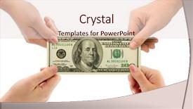  Presentation with sales contest - Presentation having sales contest - hands and money isolated background and a lemonade colored foreground