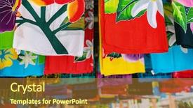  Presentation with market - Colorful presentation enhanced with sarong skirts shop at city backdrop and a red colored foreground