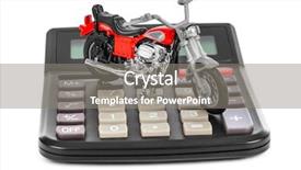  Presentation with motorbike - PPT theme having sales cycle - calculator and toy motorbike isolated background and a gray colored foreground