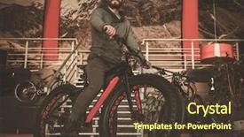  Presentation with bike - Slides enhanced with sales cycle - handsome hipster man riding bike background and a tawny brown colored foreground