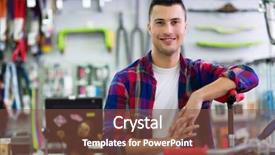  Presentation with greeiting show man - Colorful slide deck enhanced with sales cycle - man in bike shop backdrop and a  colored foreground