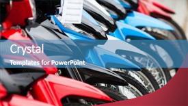  Presentation with motorbikes - Colorful slides enhanced with sales cycle - row of new motorbikes backdrop and a teal colored foreground