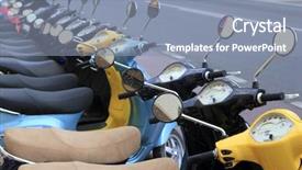  Presentation with motorbikes - Theme having sales cycle - scooter motorbikes row many background and a mint green colored foreground